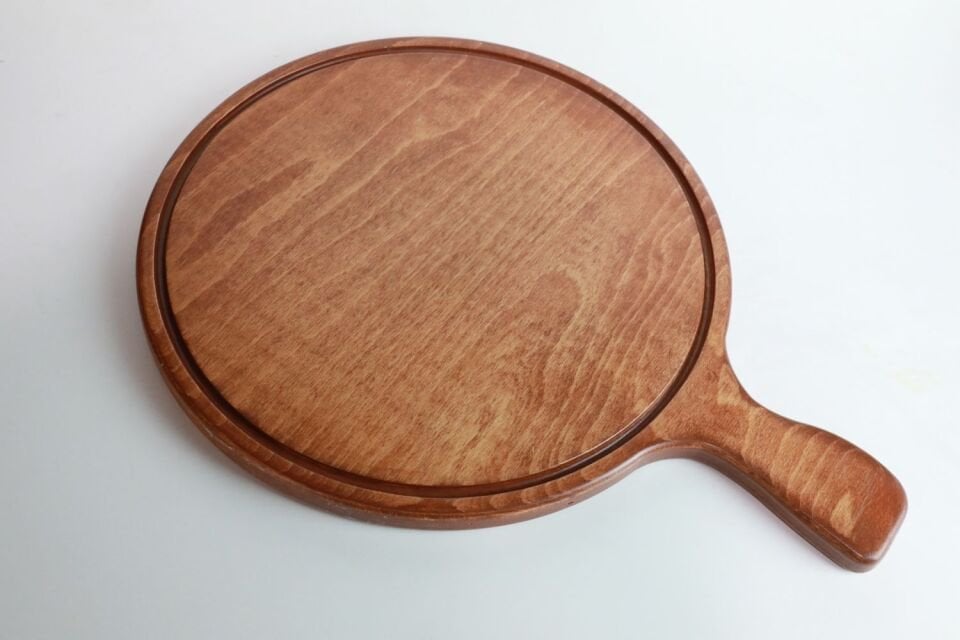 Pizza Kulplu Sunum Tahtası Şekilli Ahşap