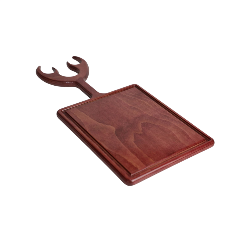 Ren Geyiği Steak Sunum Kulplu Kesme Tahtası Ahşap