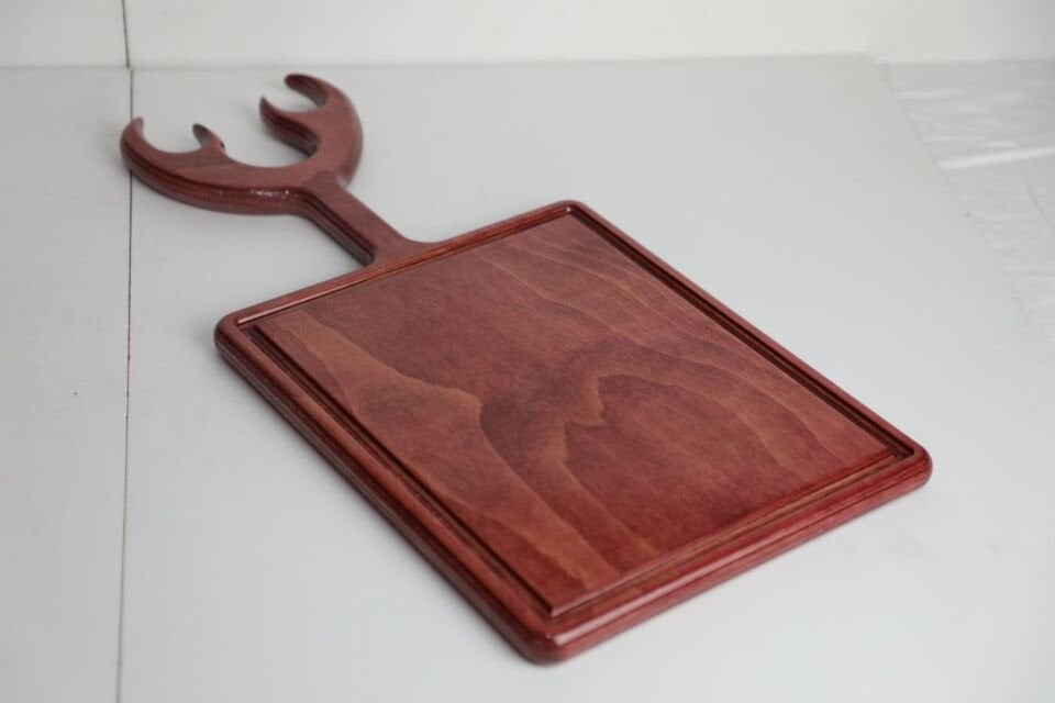 Ren Geyiği Steak Sunum Kulplu Kesme Tahtası Ahşap