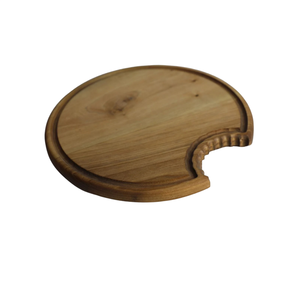 Kopartılmış Yuvarlak Steak  Sunum Kesme Tahtası Ahşap (Ceviz Ağacı)