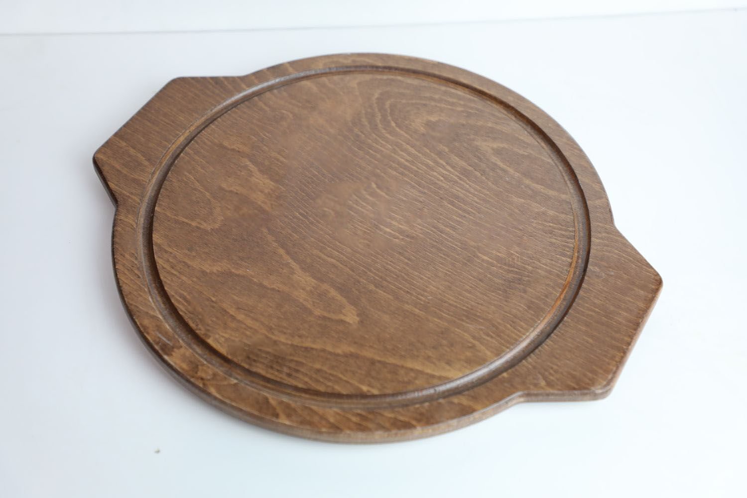 Elips Kulplu Steak Sunum Kesme Tahtası Ahşap