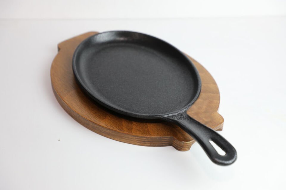 Döküm Altı Fajita Steak Sunum Kesme Tahtası Ahşap