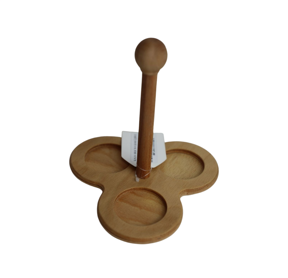 3 Gözlü Üçgen Tasarım Uzun Saplı Sosluk Ve Çerezlik