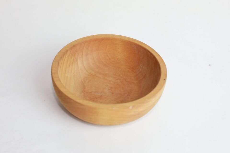 Ayous Ahşap Yuvarlak Çerezlik Sunum Kapı Teak Yağlı