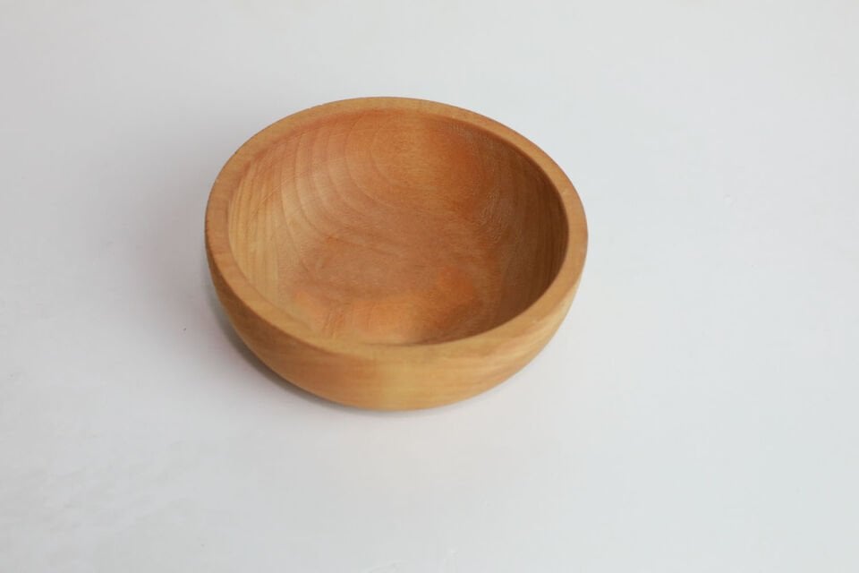 Ayous Ahşap Yuvarlak Çerezlik Sunum Kapı Teak Yağlı