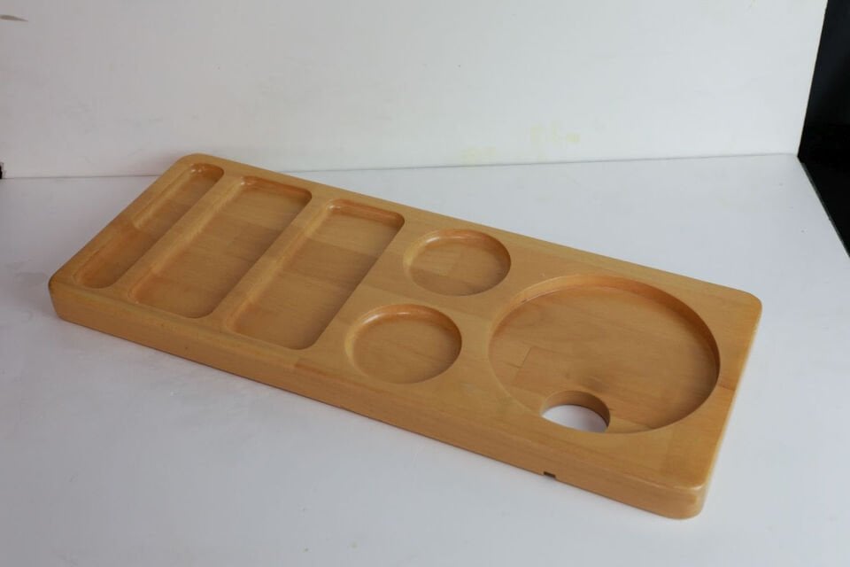 Özel Bölmeli Kettle Sunum Tahtası Kayın Masiften