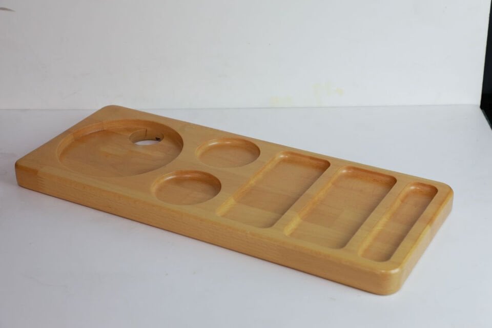 Özel Bölmeli Kettle Sunum Tahtası Kayın Masiften