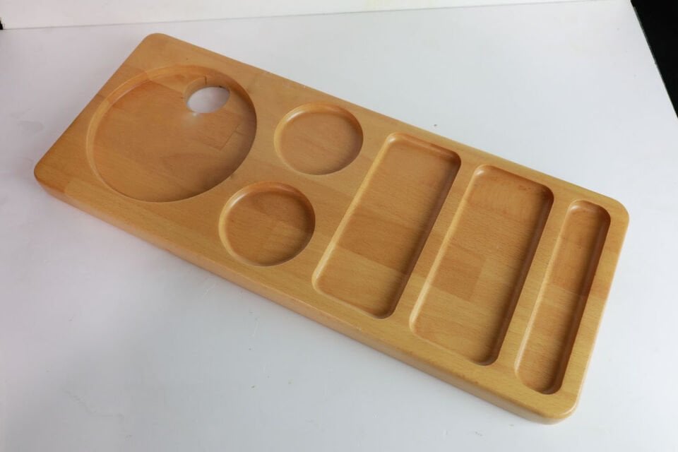 Özel Bölmeli Kettle Sunum Tahtası Kayın Masiften