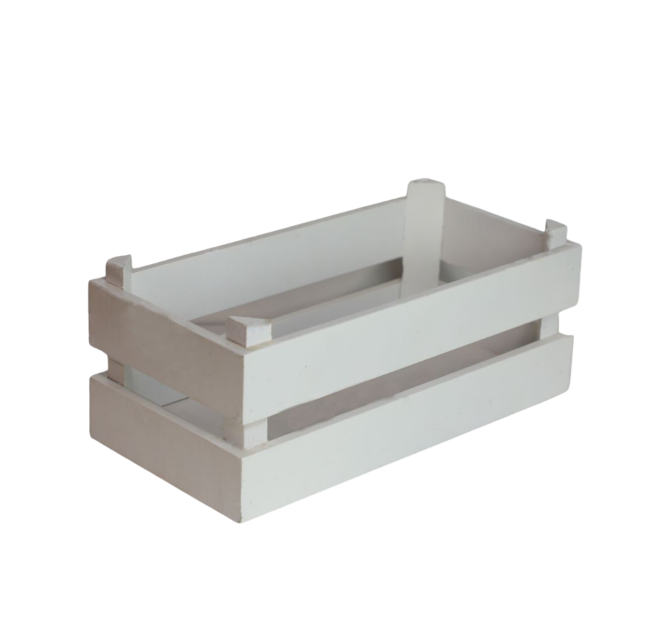 Beyaz Renk Yarıklı Ahşap Sunum Kasası