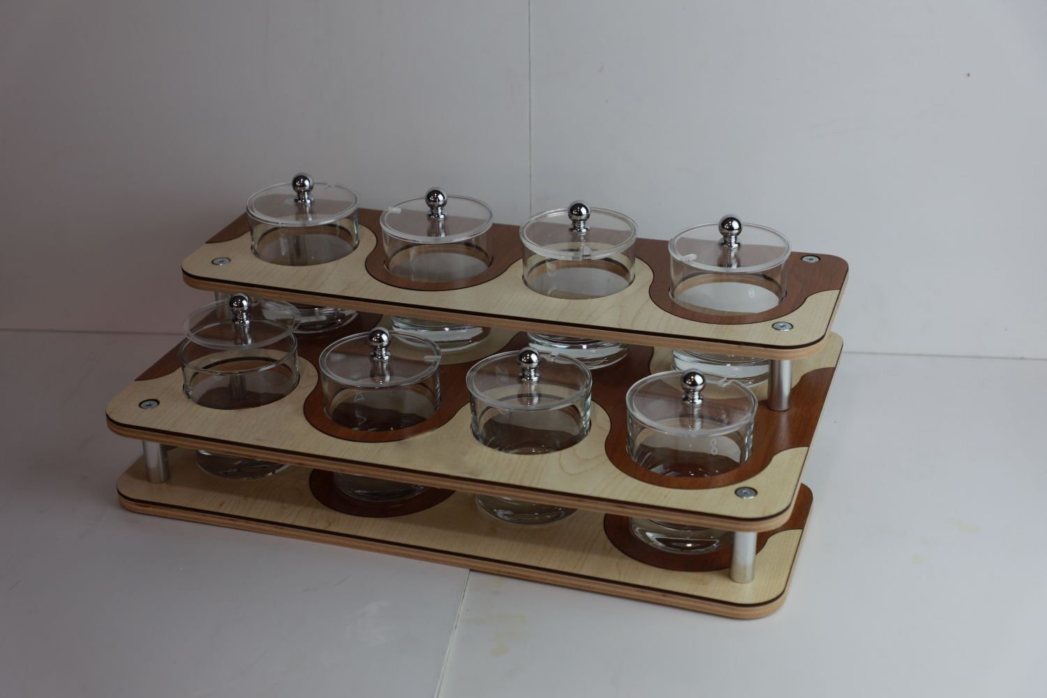 2 Katlı Ahşap Baharatlık Sunum Standı