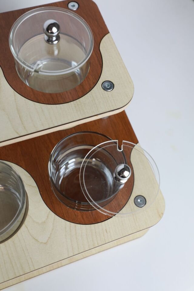 2 Katlı Ahşap Baharatlık Sunum Standı