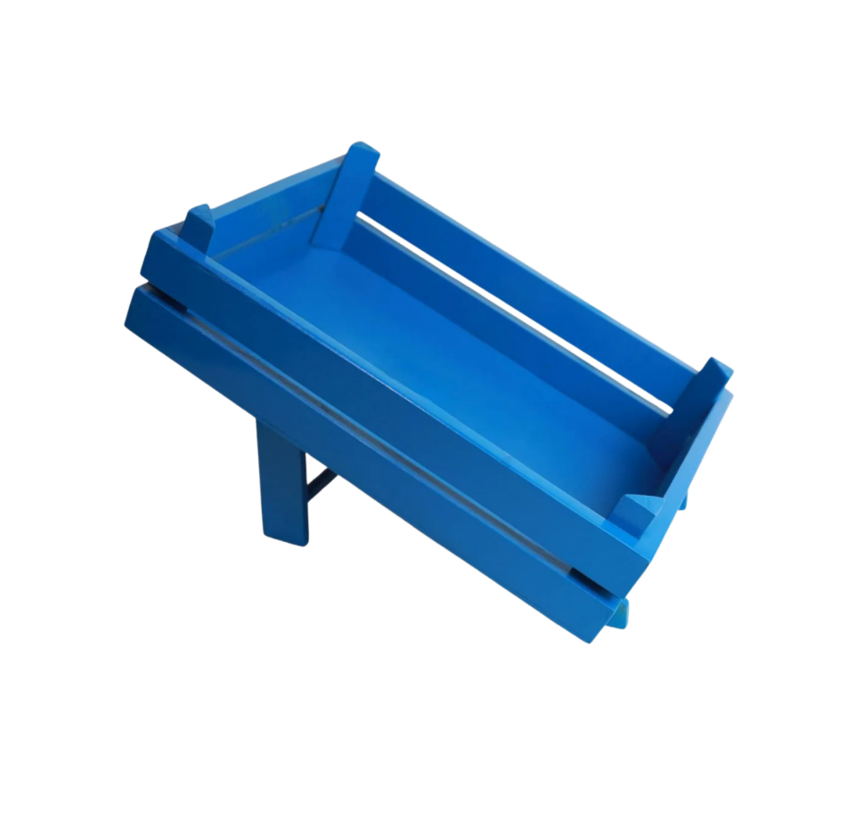 Mavi Renkli Ayaklı Ahşap Sunum Kasası