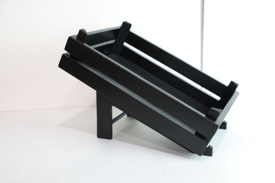 Siyah Renkli Ayaklı Ahşap Sunum Kasası