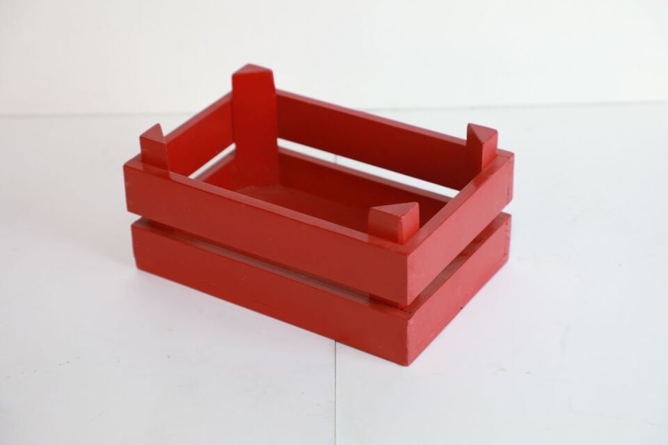 Kırmızı Renk Ahşap Sunum Kasası 14x21x8 cm