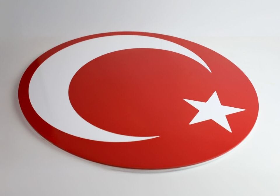 Yuvarlak Türk Bayrağı Konseptli Kırmızı Beyaz Tepsi