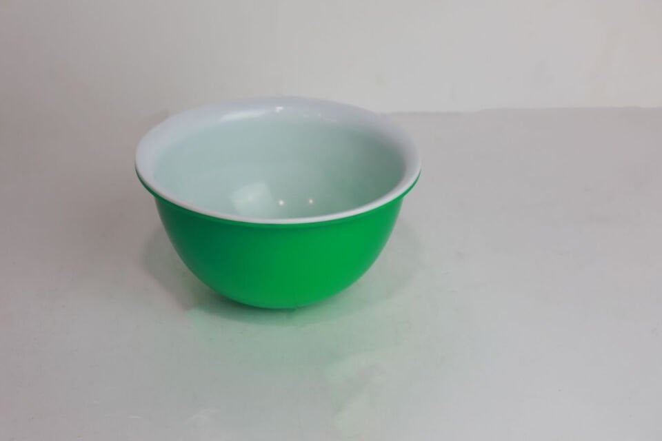 22 cm Yuvarlak Kase Beyaz Yeşil  Akrilik