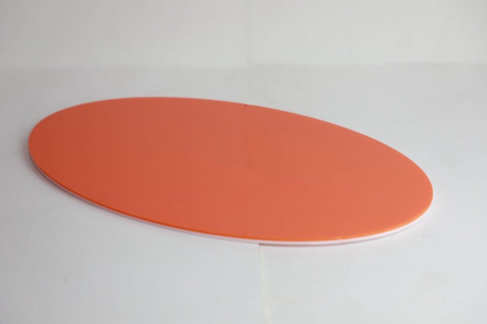 Oval Tasarımlı Turuncu Beyaz 30x45 Tepsi (Akrilik)